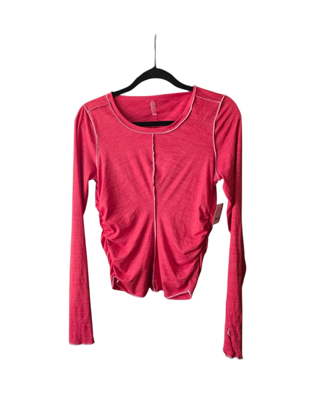 ​NWT FP Movement Free People Ruched Long-Sleeve Top – Winterberry / Dark Red Med - Picture 2 of 8